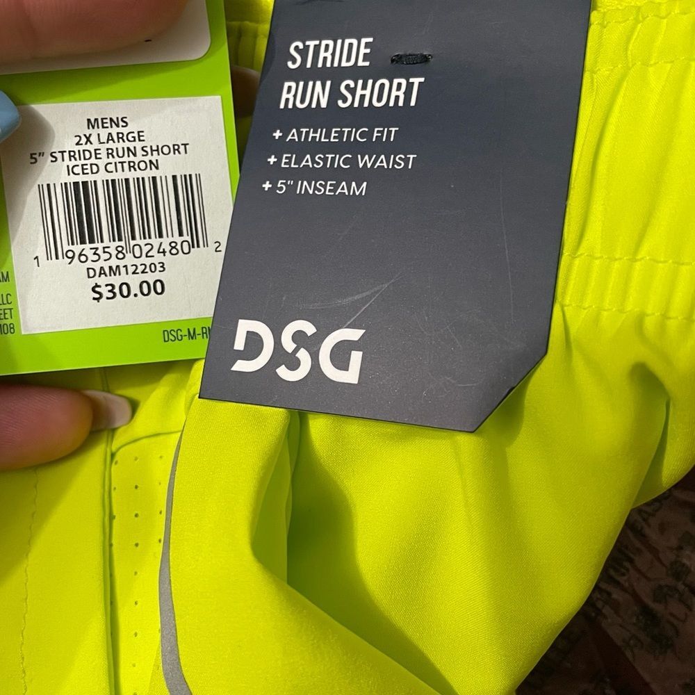 NWT DSG Neon Yellow Lined Athletic Running Shorts - Picture 5 of 5